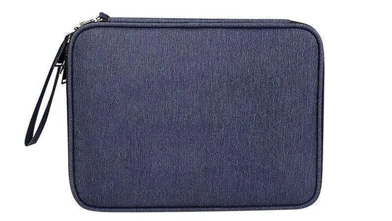 Business And Leisure Double Zipper Notebook Bag-Navy Blue