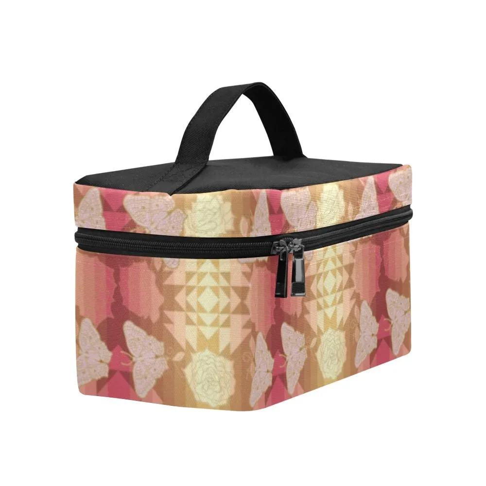 Butterfly and Roses on Geometric Cosmetic Bag/Large