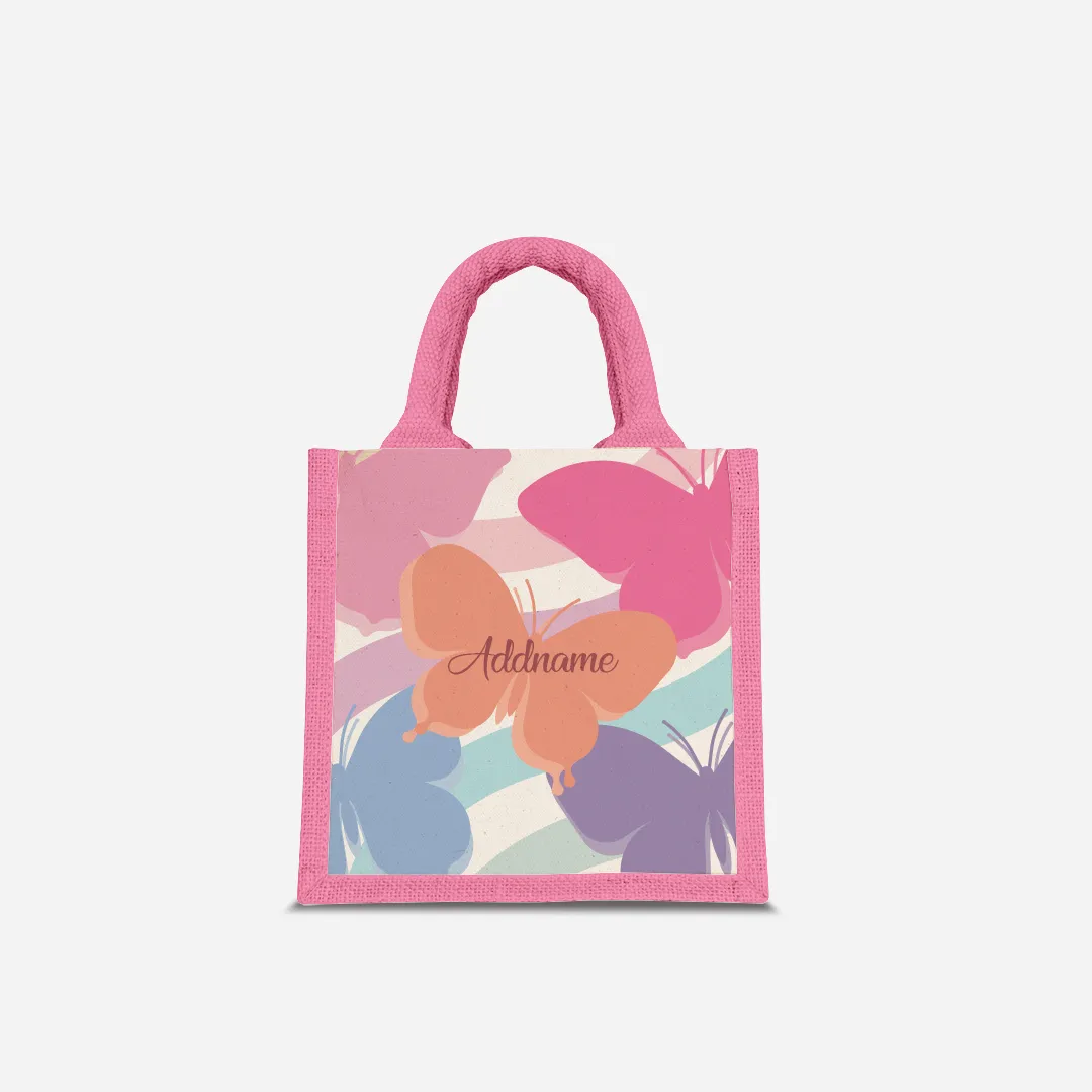 Butterfly Series Half Lining Lunch Bag - Pink Light Pink