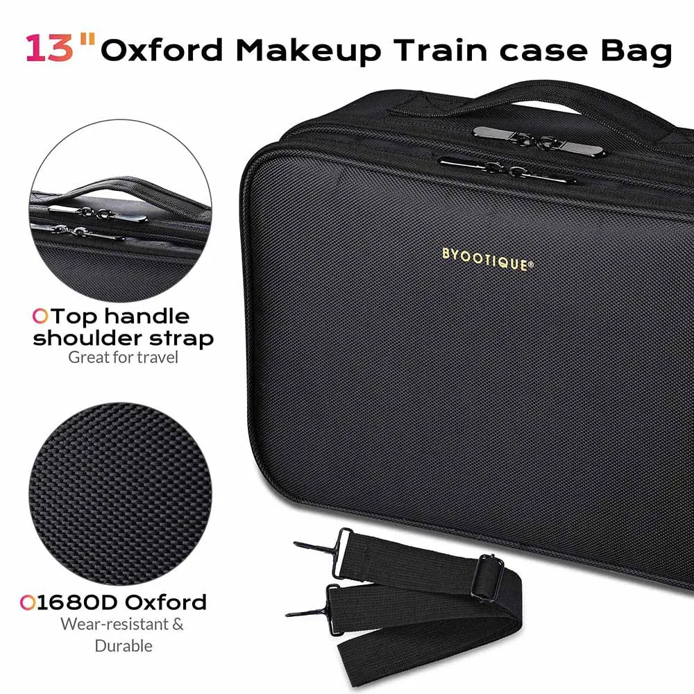 Byootique Portable Oxford Makeup Artist Soft Train Bag Case 13x9x4"