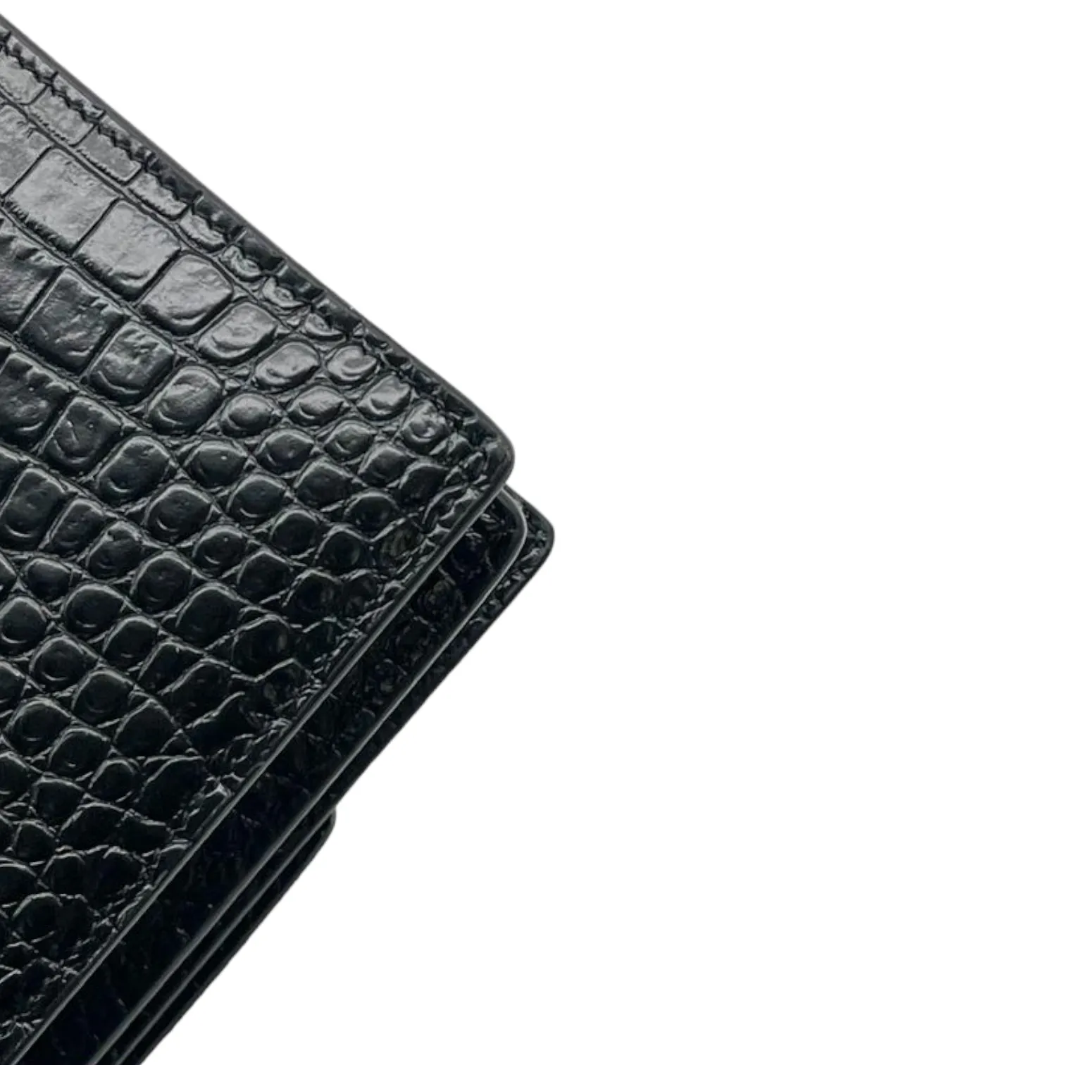 Calfskin Crocodile Embossed Medium Sunset Black SHW