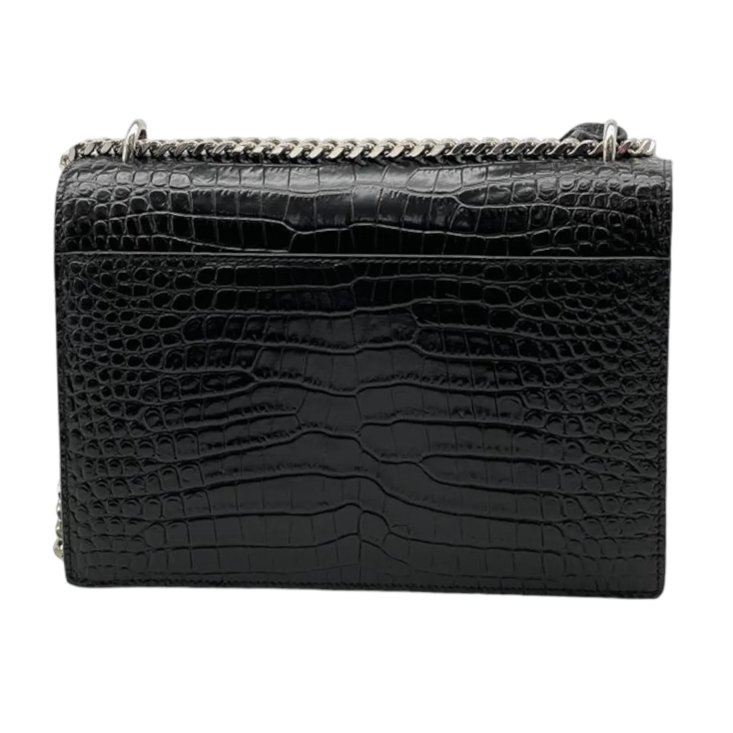 Calfskin Crocodile Embossed Medium Sunset Black SHW