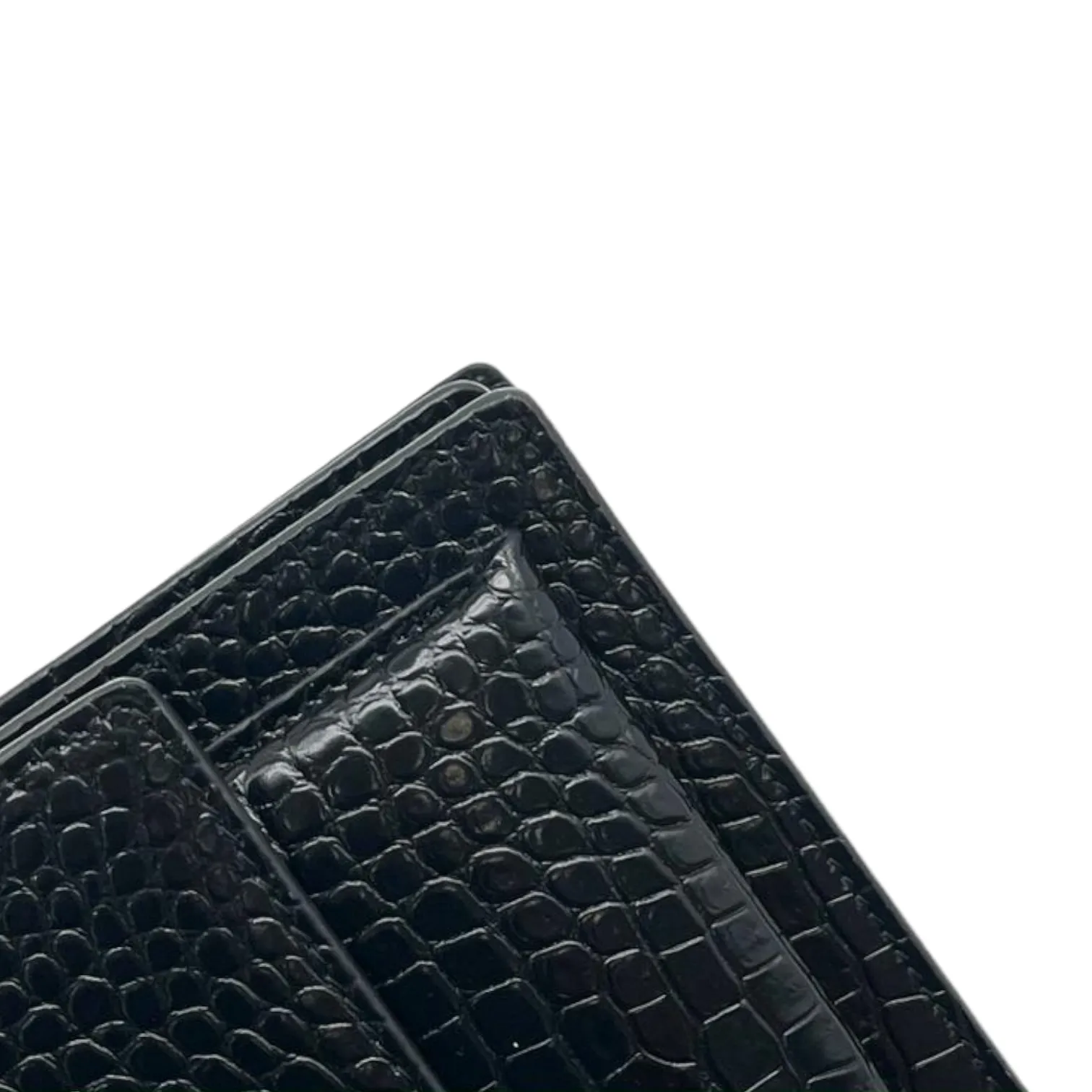 Calfskin Crocodile Embossed Medium Sunset Black SHW