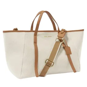 Capri Canvas Tote Bag in Tan and Off White