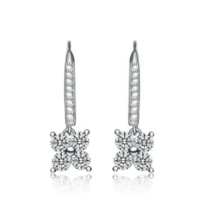 Caroline Square Pave Drop Earrings