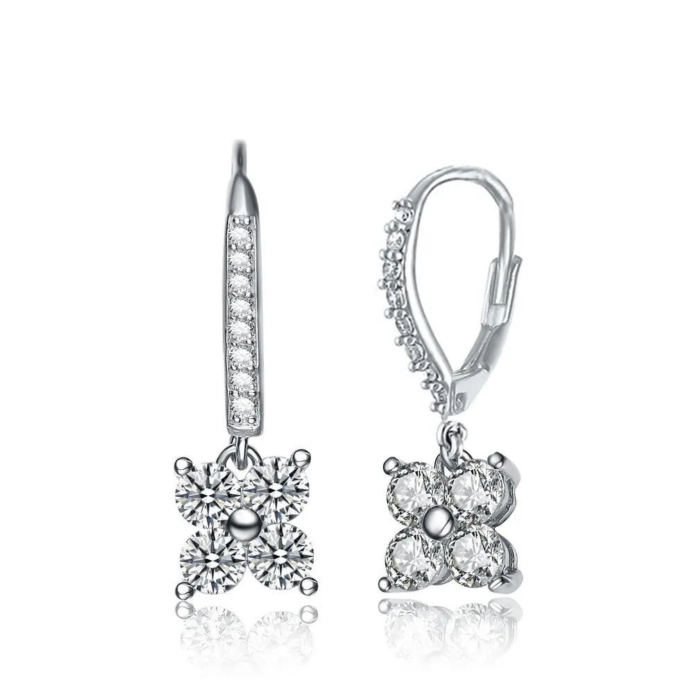 Caroline Square Pave Drop Earrings