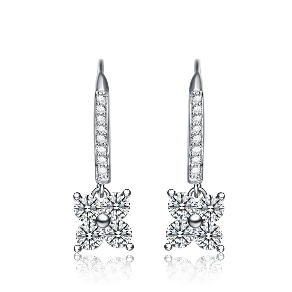 Caroline Square Pave Drop Earrings