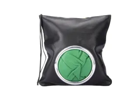 CELINE BLACK AND GREEN SOFT LEATHER CLUTCH