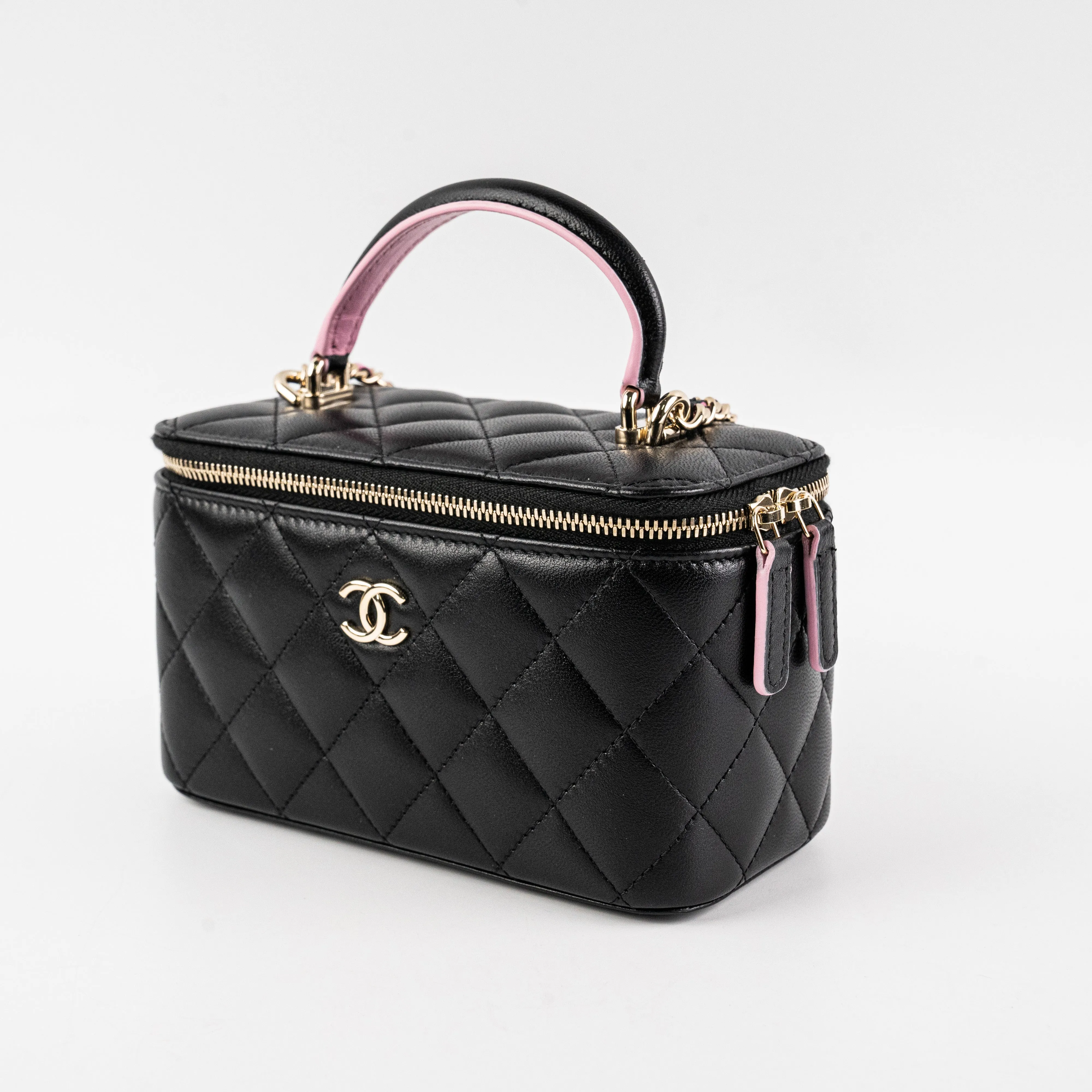 Chanel Vanity Top Handle Lambskin Black Bag