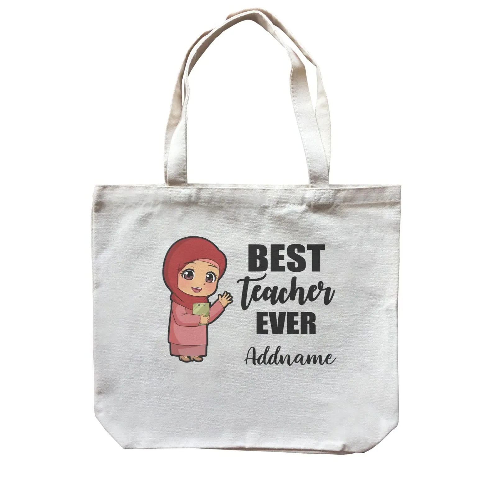 Chibi Teachers Malay Woman Best Teacher Ever Addname Canvas Bag