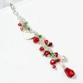 Christmas Stocking Planner Charm with Red & Green Crystal Dangle