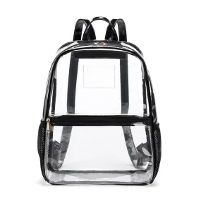 CL102N Bailey Clear Mesh Pocket Leather Strap Backpack