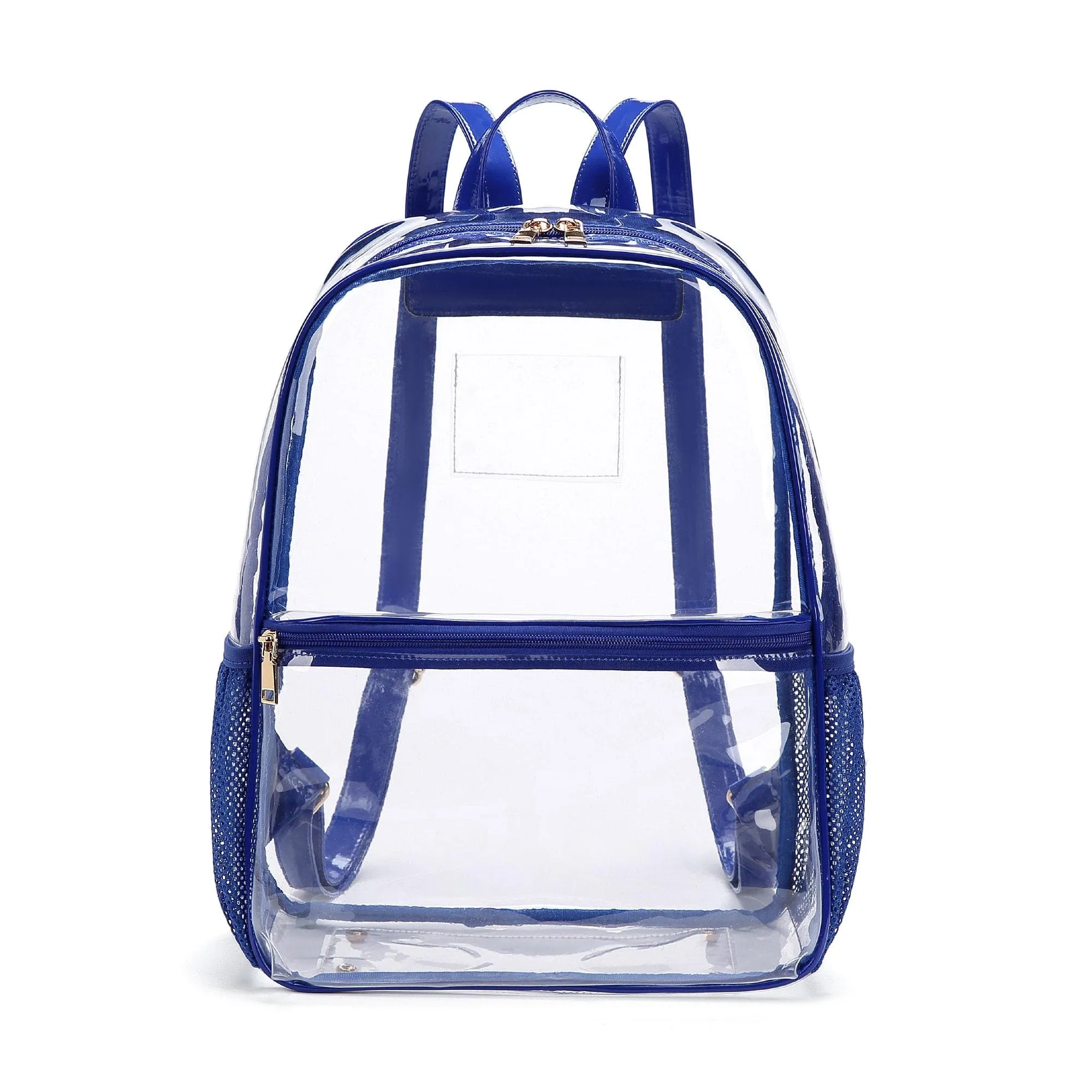 CL102N Bailey Clear Mesh Pocket Leather Strap Backpack