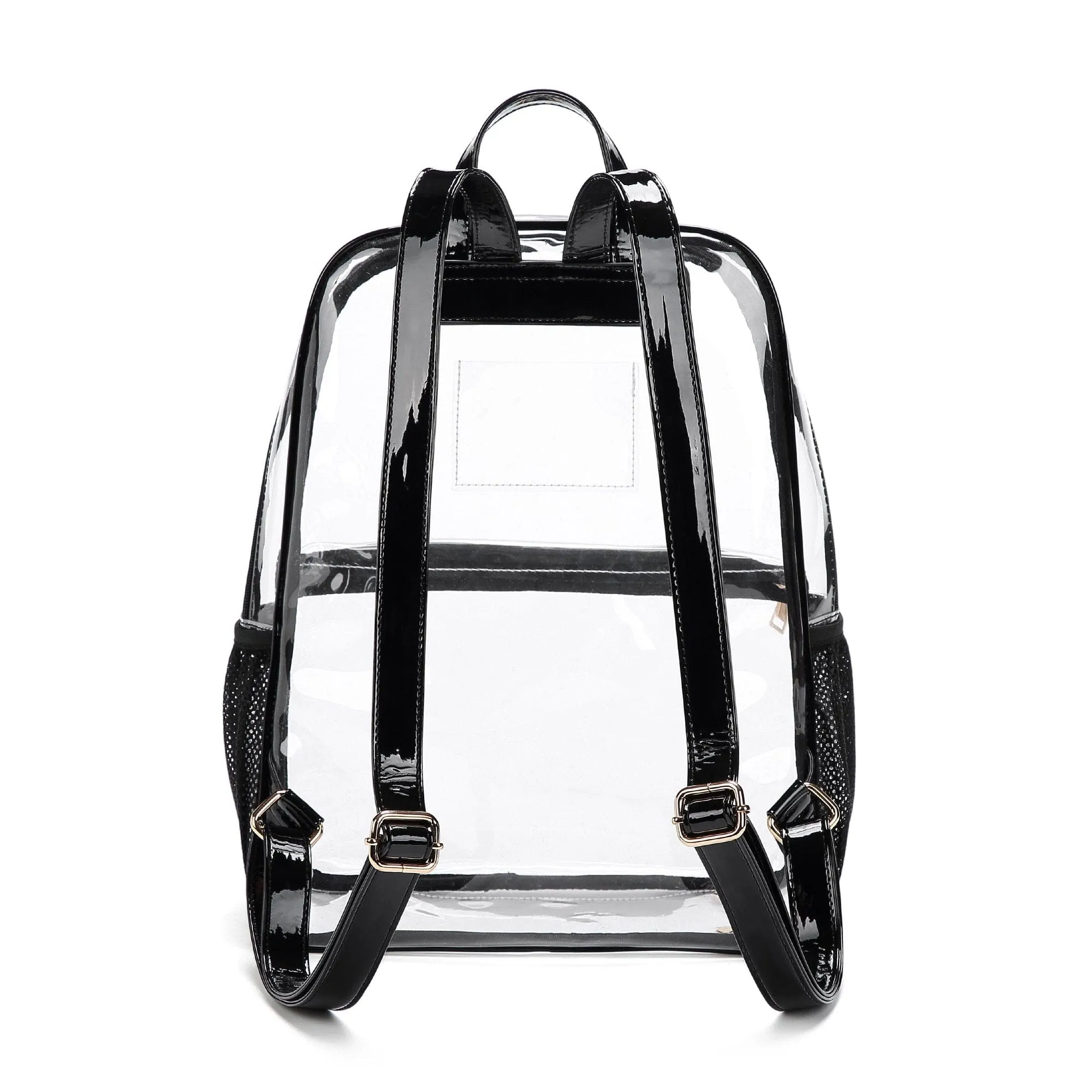 CL102N Bailey Clear Mesh Pocket Leather Strap Backpack