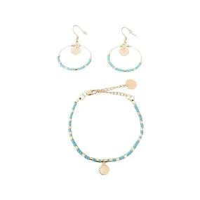 Clover Women's Shell Adornment Bracelet and Creoles in Pearls With 24K Gold Plated | Golden Bracelet | Shell bracelet | Gift Jewelry | Gift Idea | Shell Jewelry | Jewelry Set