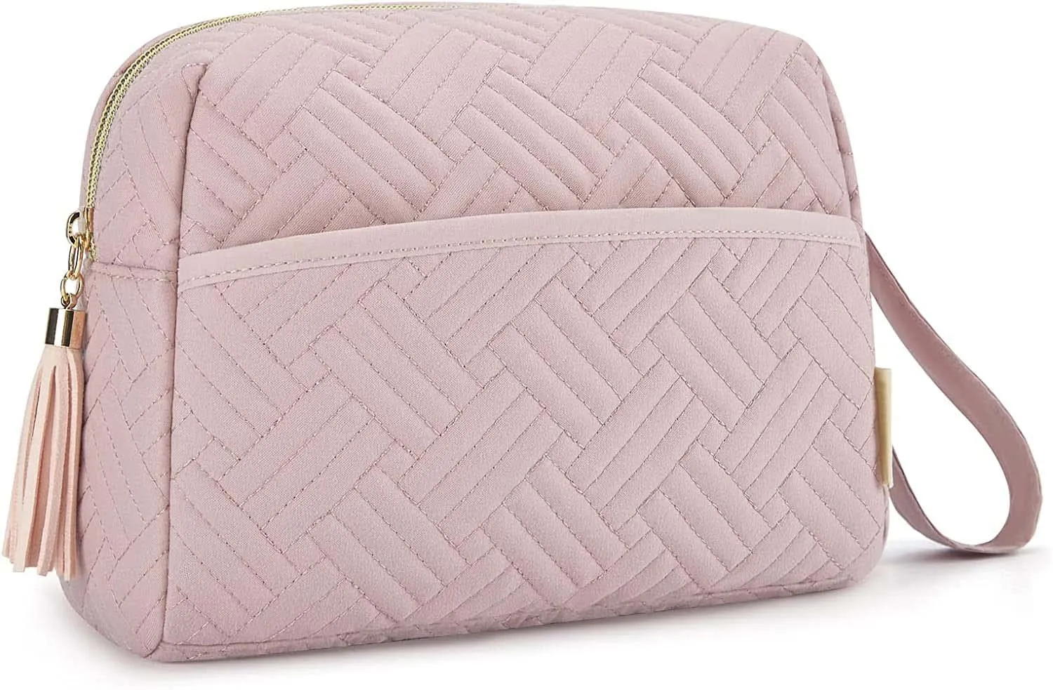 Cosmetic Pouch, Elegant Roomy Makeup Bag,Travel Zipper Pouch,Water-Resistant Toiletry Bag,Makeup Accessories Organizer - (Pink, 1-Piece)