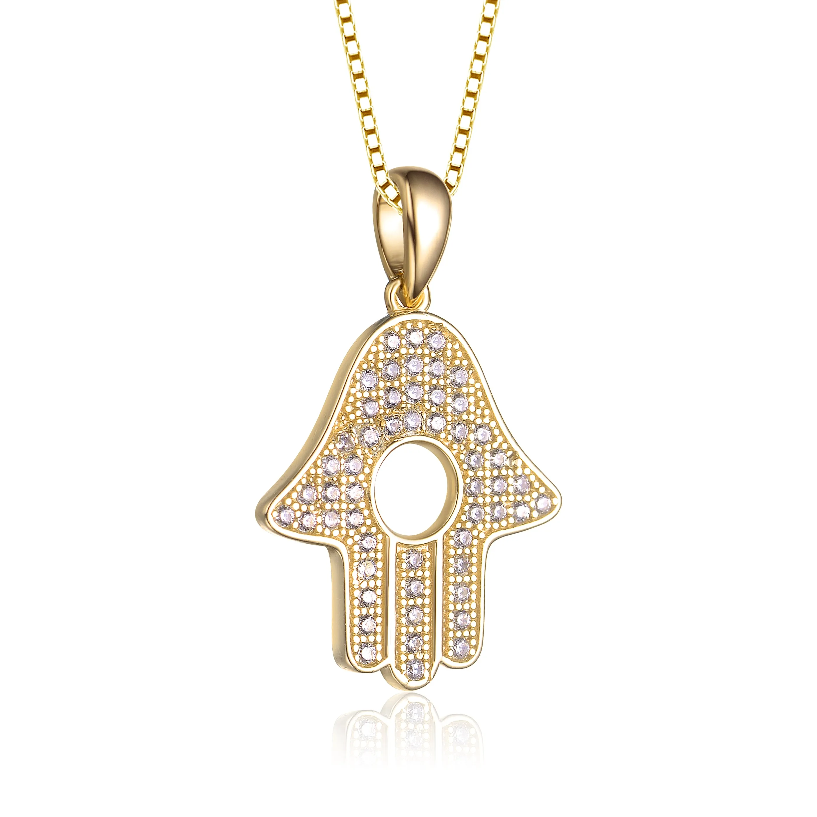 C.Z Gold Plated Hamsas Pendant