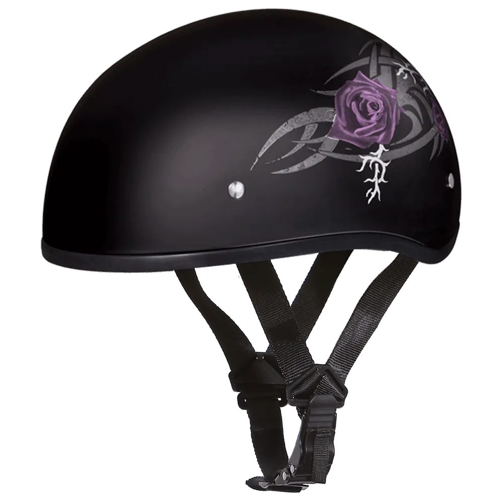 D6-PR D.O.T. Daytona Skull Cap with Purple Rose