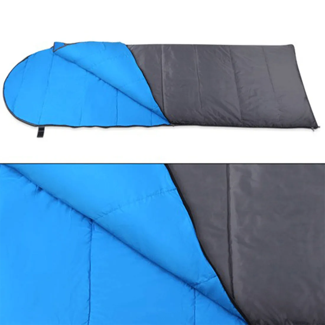 Double Camping Envelope Twin Sleeping Bags Thermal Hiking Summer Compact - blue