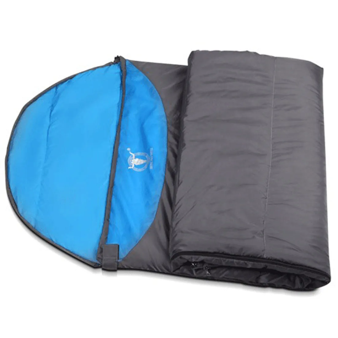 Double Camping Envelope Twin Sleeping Bags Thermal Hiking Summer Compact - blue