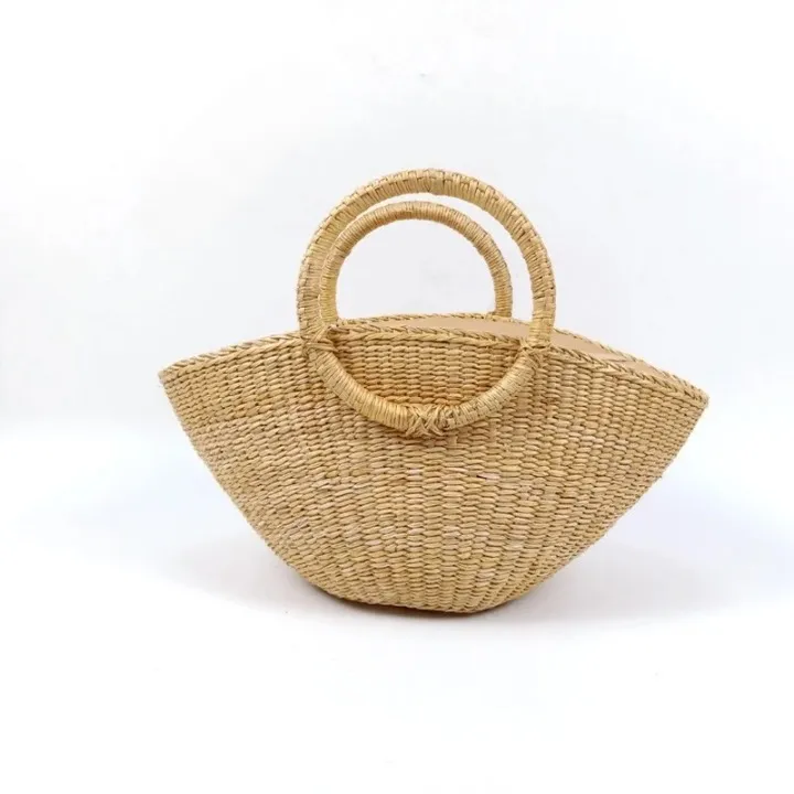 Emaline Round Handle Straw Basket Bag