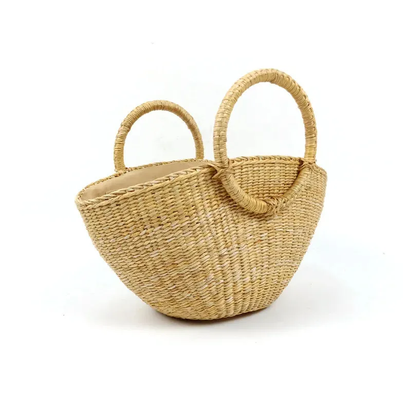 Emaline Round Handle Straw Basket Bag