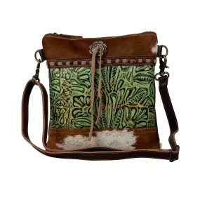 Emerald Bloom Leather &Hairon Bag