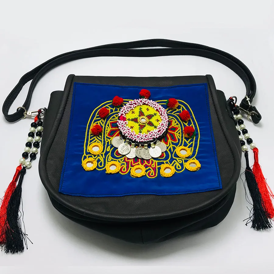 Ethnic Cross Bag Embellished With Laces