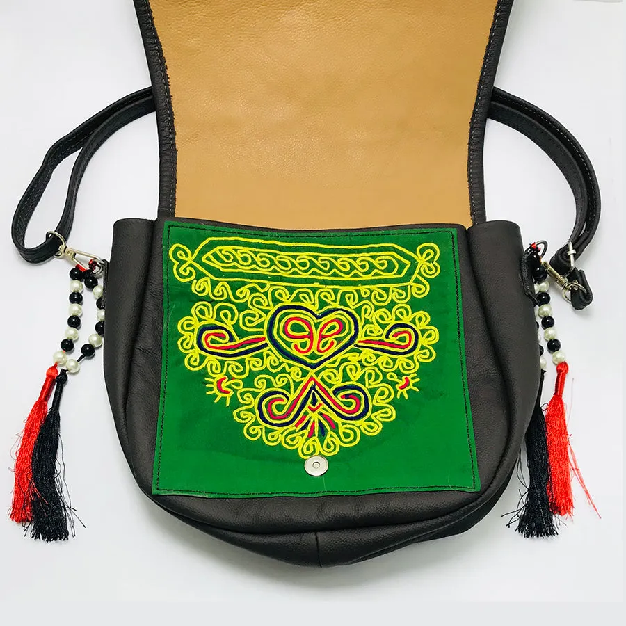 Ethnic Cross Bag Embellished With Laces