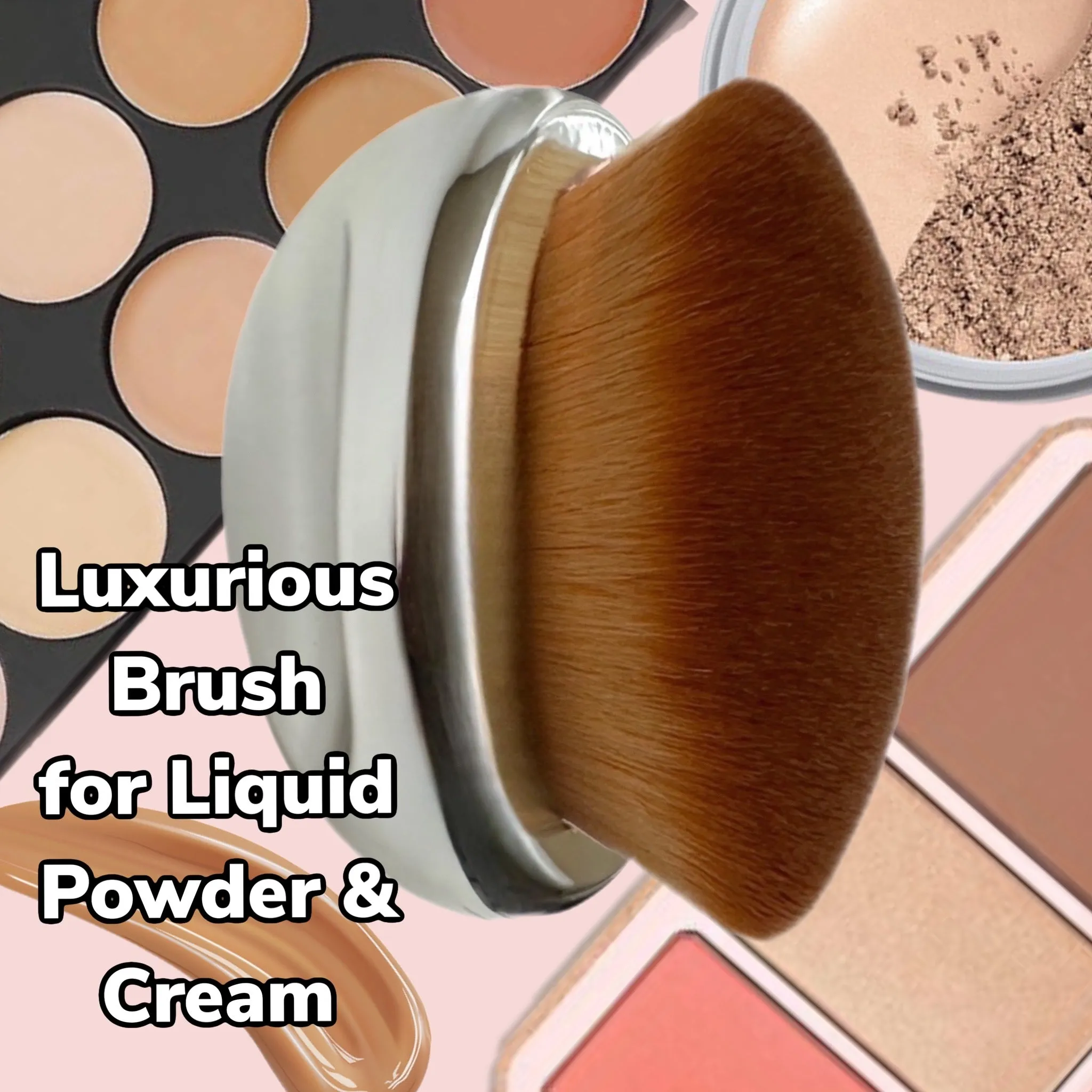 Foundation Brush Makeup Brush SOFT Kabuki Dome Shaped Face Body SPF Blush Bronzer Highlighter Self-Tanner Buffing Liquid Powder Cream Cosmetic Application Mirror Finish - SILVER