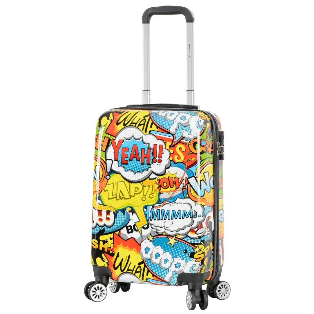 Four Wheel Expandable Suitcase Hard Shell Luggage Comic Print