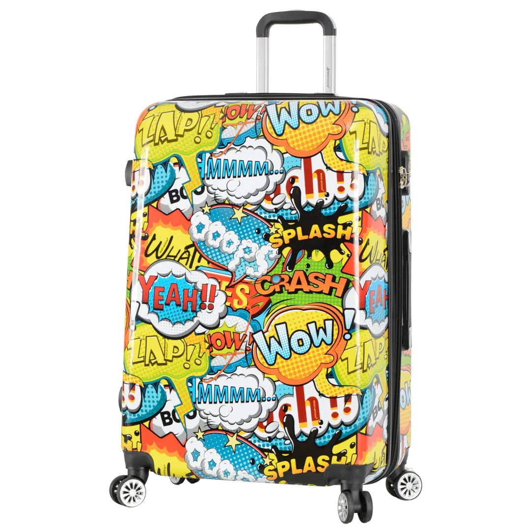 Four Wheel Expandable Suitcase Hard Shell Luggage Comic Print