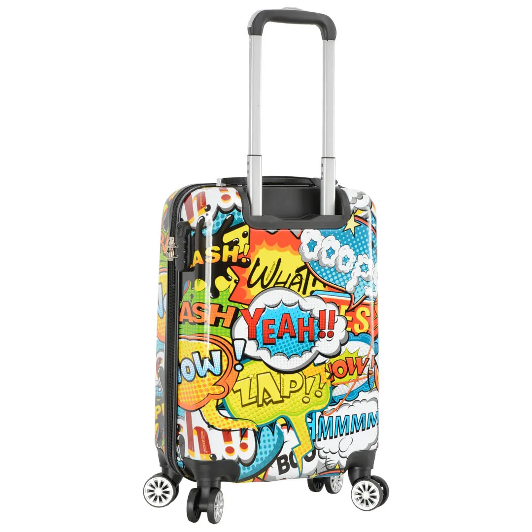 Four Wheel Expandable Suitcase Hard Shell Luggage Comic Print