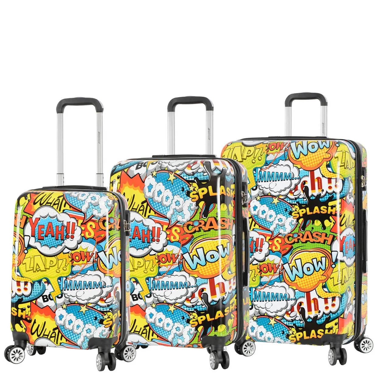 Four Wheel Expandable Suitcase Hard Shell Luggage Comic Print