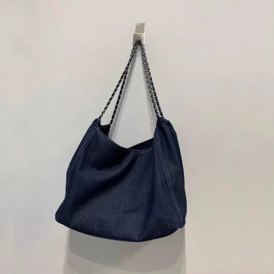 Francoise Large Denim Tote Braided Chain Straps - 2 Colors