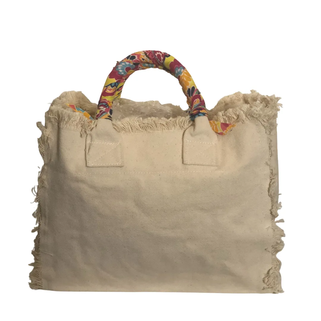 Fringe Daisies Tote Bag - Cream