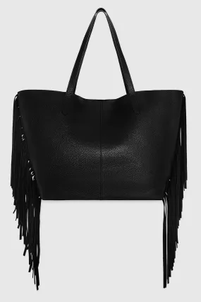 Fringe Tote Bag In Black