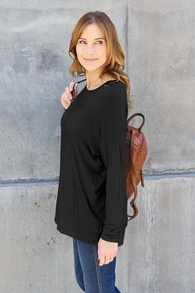 Full Size Round Neck Dropped Shoulder T-Shirt