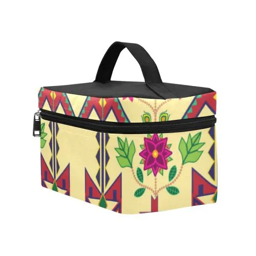 Geometric Floral Spring-Vanilla Cosmetic Bag/Large