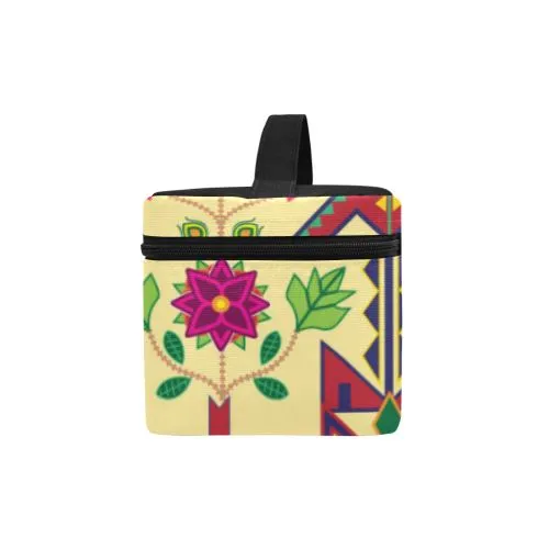 Geometric Floral Spring-Vanilla Cosmetic Bag/Large