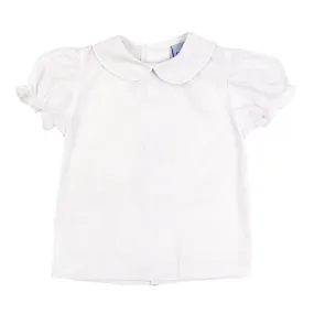 Girls Short Sleeve Button Back Shirt - White