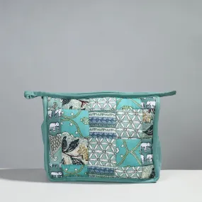 Green - Handcrafted Patchwork Quilted Multipurpose Toiletry Bag