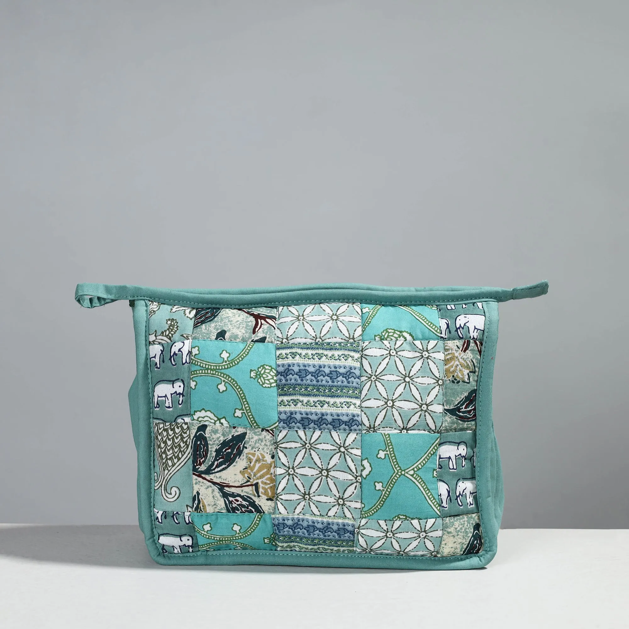 Green - Handcrafted Patchwork Quilted Multipurpose Toiletry Bag