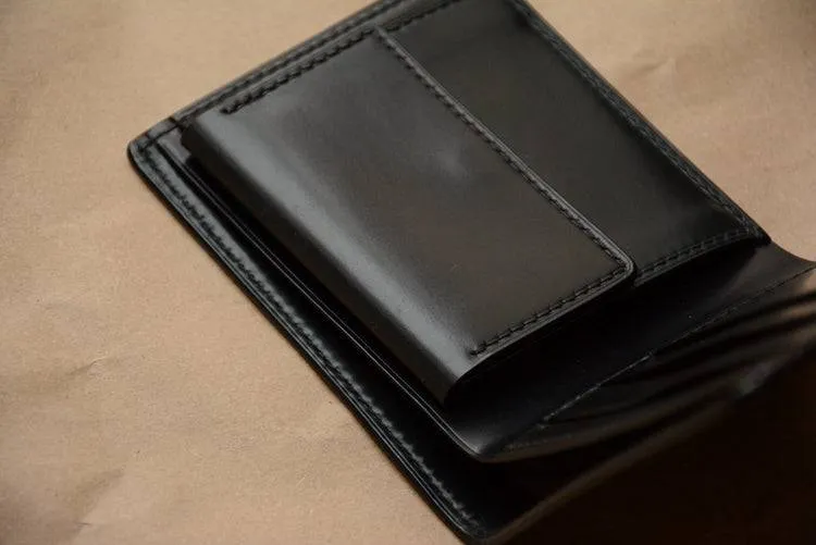 Handmade US Horween Shell Cordovan Leather Short Bi-Folder Wallet