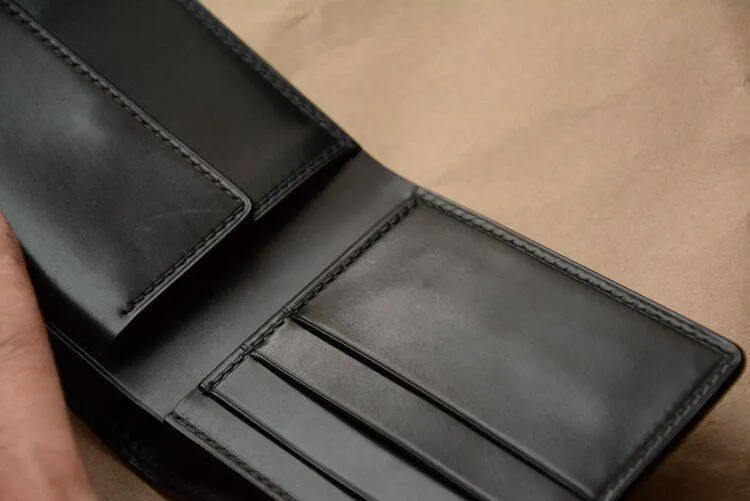 Handmade US Horween Shell Cordovan Leather Short Bi-Folder Wallet