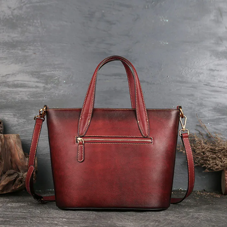 Handmade Womens Embossed Leather Tote Bag Shoulder Handbags For Women