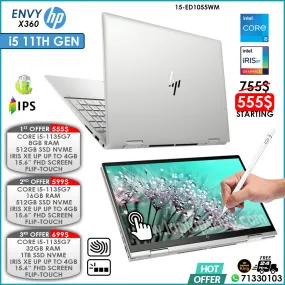 Hp Envy X360 15-ED1055WM Core i5-1135g7 Iris Xe 15.6" 2in1 Touch Laptop Offers (New OB)