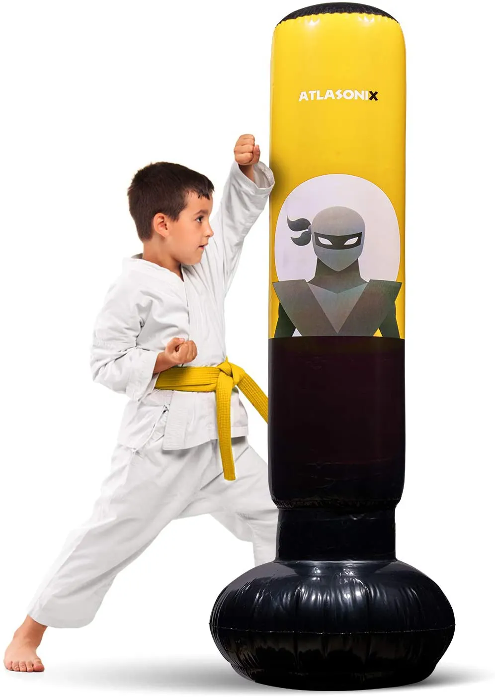 Inflatable Kids Punching Bag – Free Standing Ninja Boxing Bag for Immediate Bounce-Back for Practicing Karate, Taekwondo, MMA and to Relieve Pent Up Energy in Kids and Adults/Tall 5’ 3”