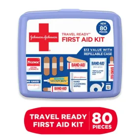 Johnson & Johnson Travel Ready Portable Emergency First Aid Kit 80 pcs