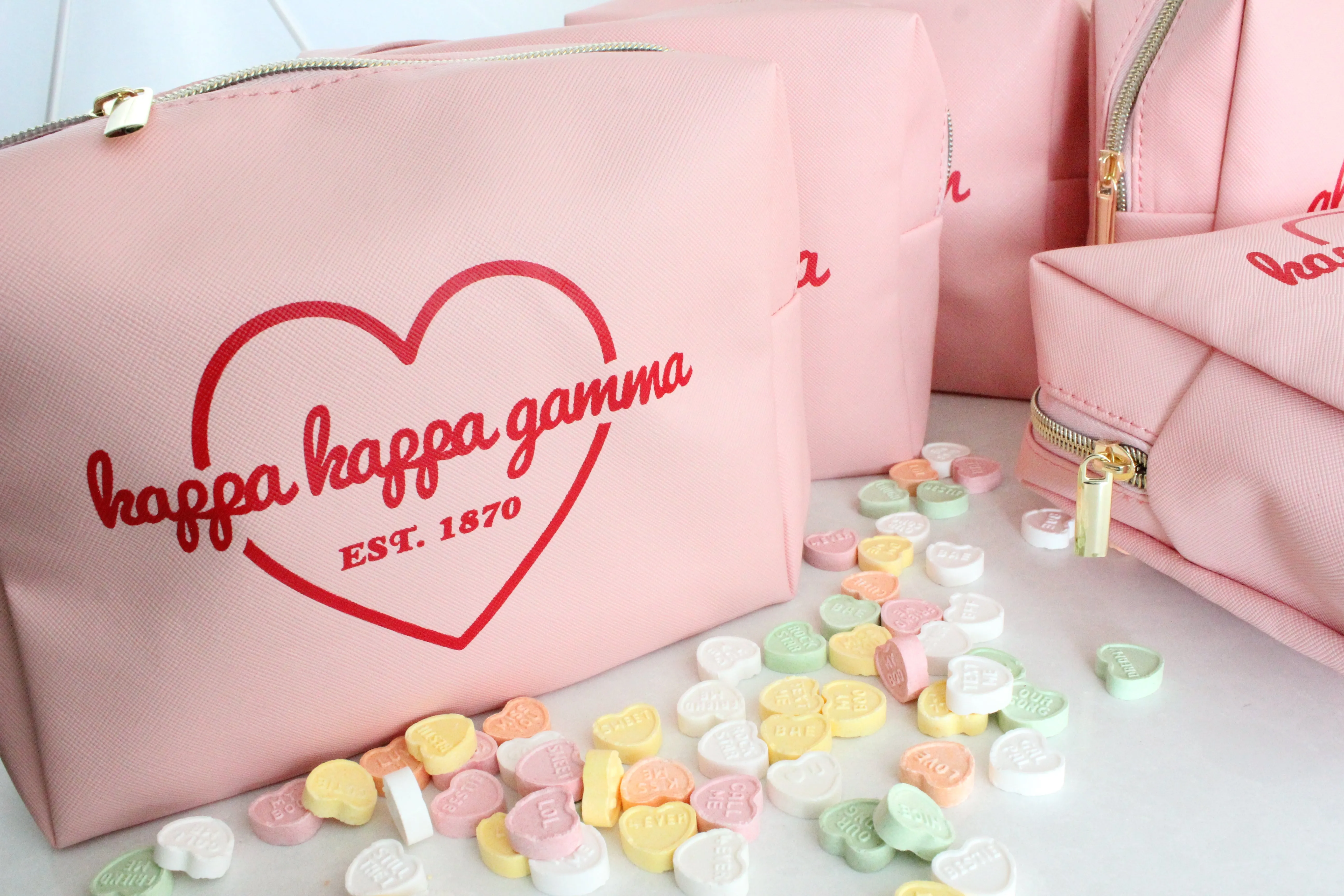 Kappa Kappa Gamma Pink w/Red Heart Makeup Bag